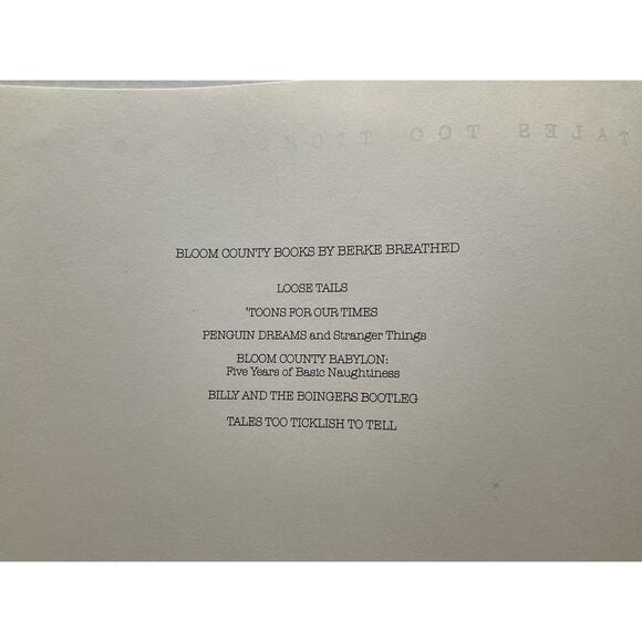 Bloom County Tales Too Ticklish To Tell Book Berke Breathed - Picture 3 of 5